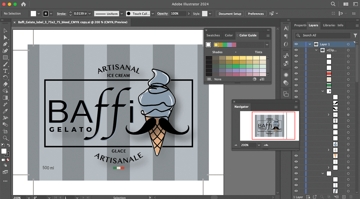 Baffi Gelato illustrator